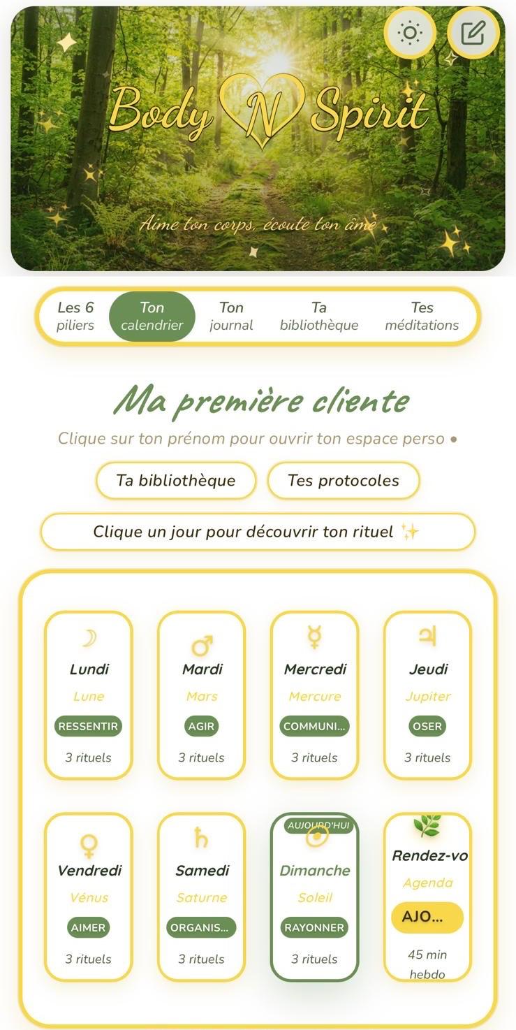 Aperçu de l'application Body N Spirit